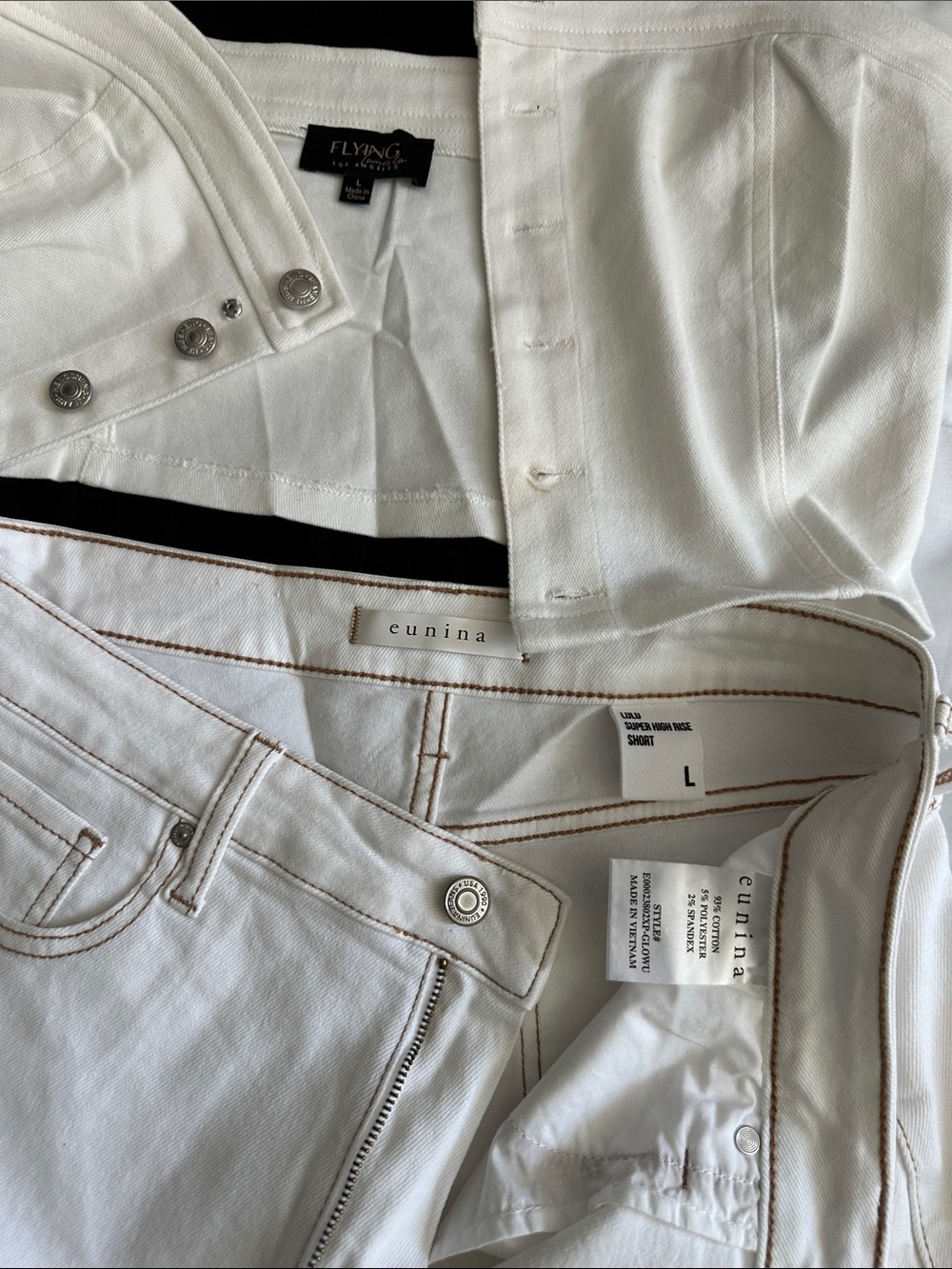 Flying Tomato White High-Rise Frayed Hem Denim Shorts - Picture 2 of 8